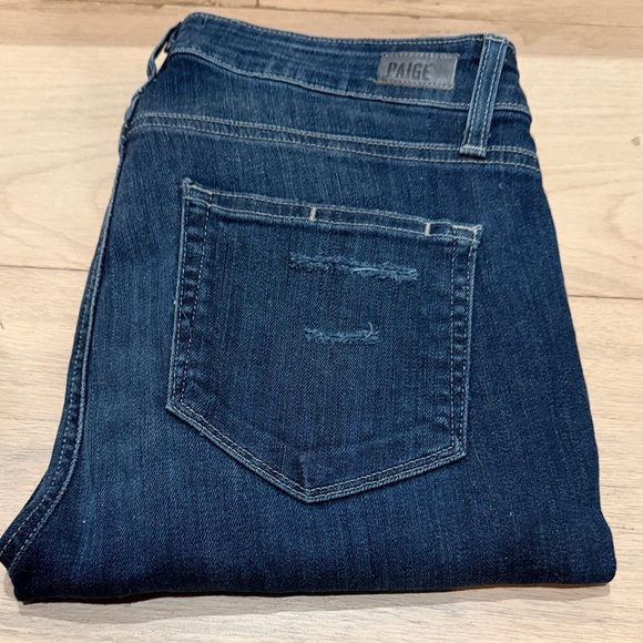 PAIGE Women's Size 27 distressed Dark Blue Denim Skinny Jeans